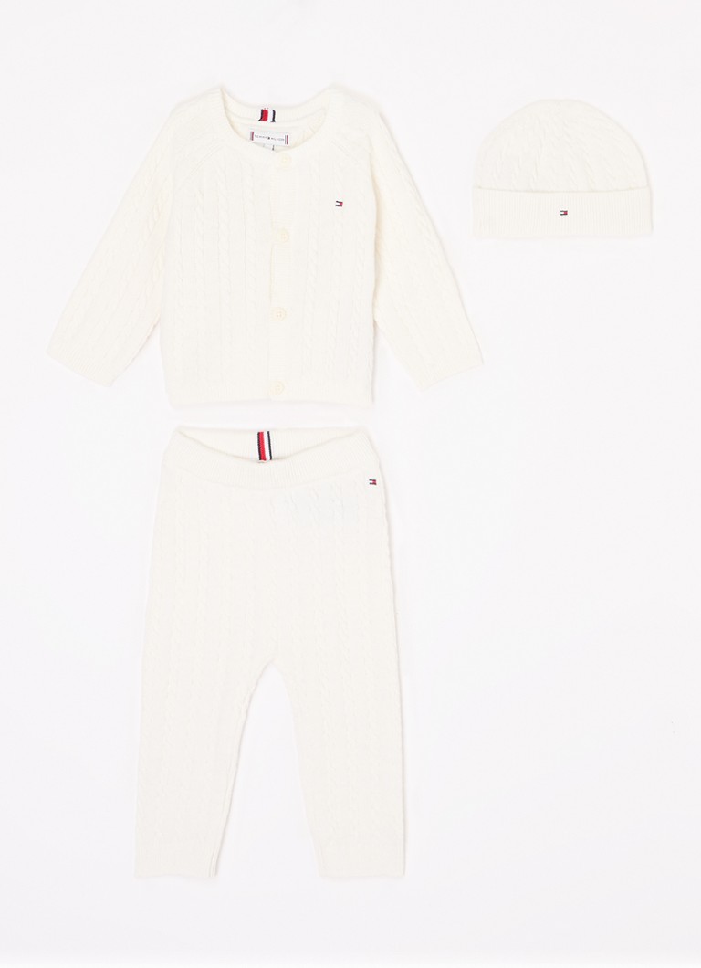 Tommy Hilfiger 3-delt sett med cardigan, leggings og lue i ullblanding