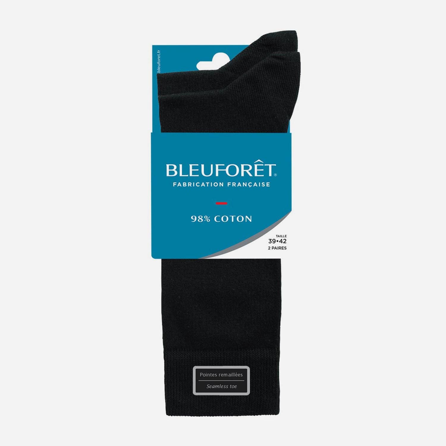 2 paires de chaussettes BLEUFORET noires Pointure 39-42