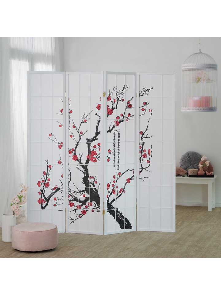 Homestyle4u 4-tlg. Paravent in Weiß 176x175 günstig kaufen onesize