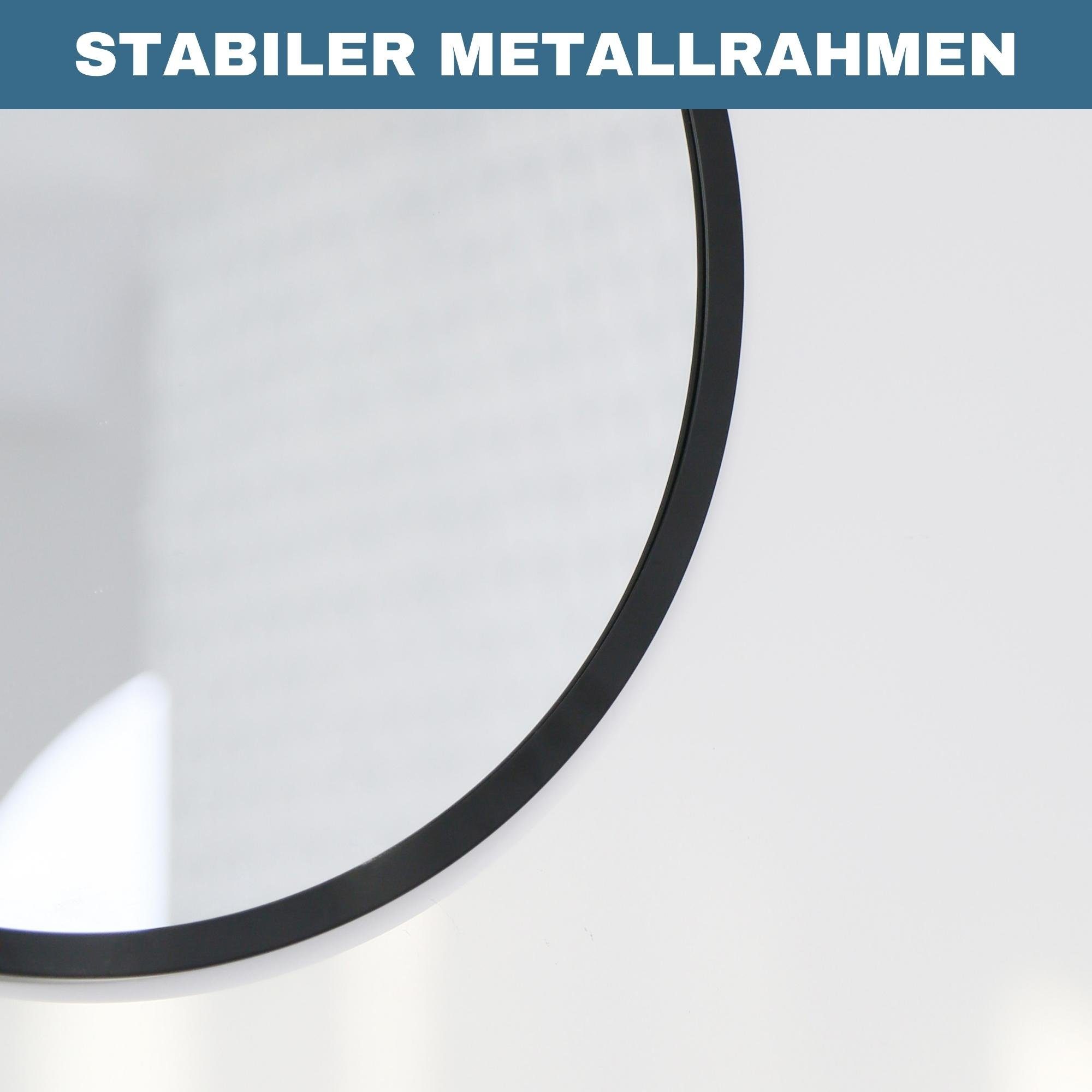 Albatros International Spiegel Albatros Spiegel rund schwarz mit Metallrand, 50cm Durchmesser, für Wohnzimmer, Badezimmer, Flur, Schlafzimmer, groß, Wand