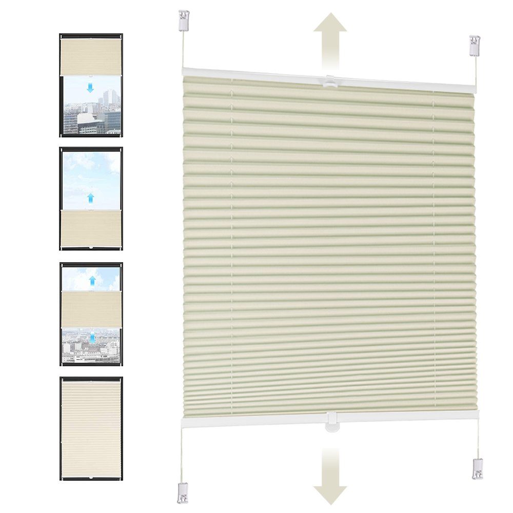 Plissee Plissee Faltrollo ohne Bohren Beige, Sekey, Klemmfix