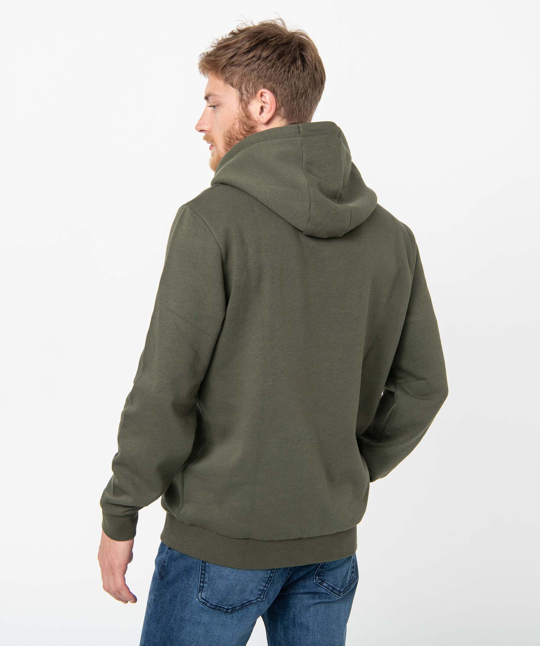 Sweat homme molletonné à capuche kaki | GEMO