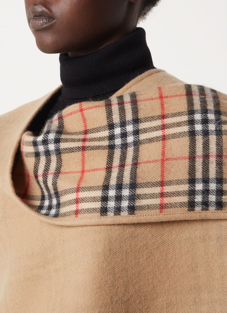 Burberry Fine-knit wool poncho with fringes