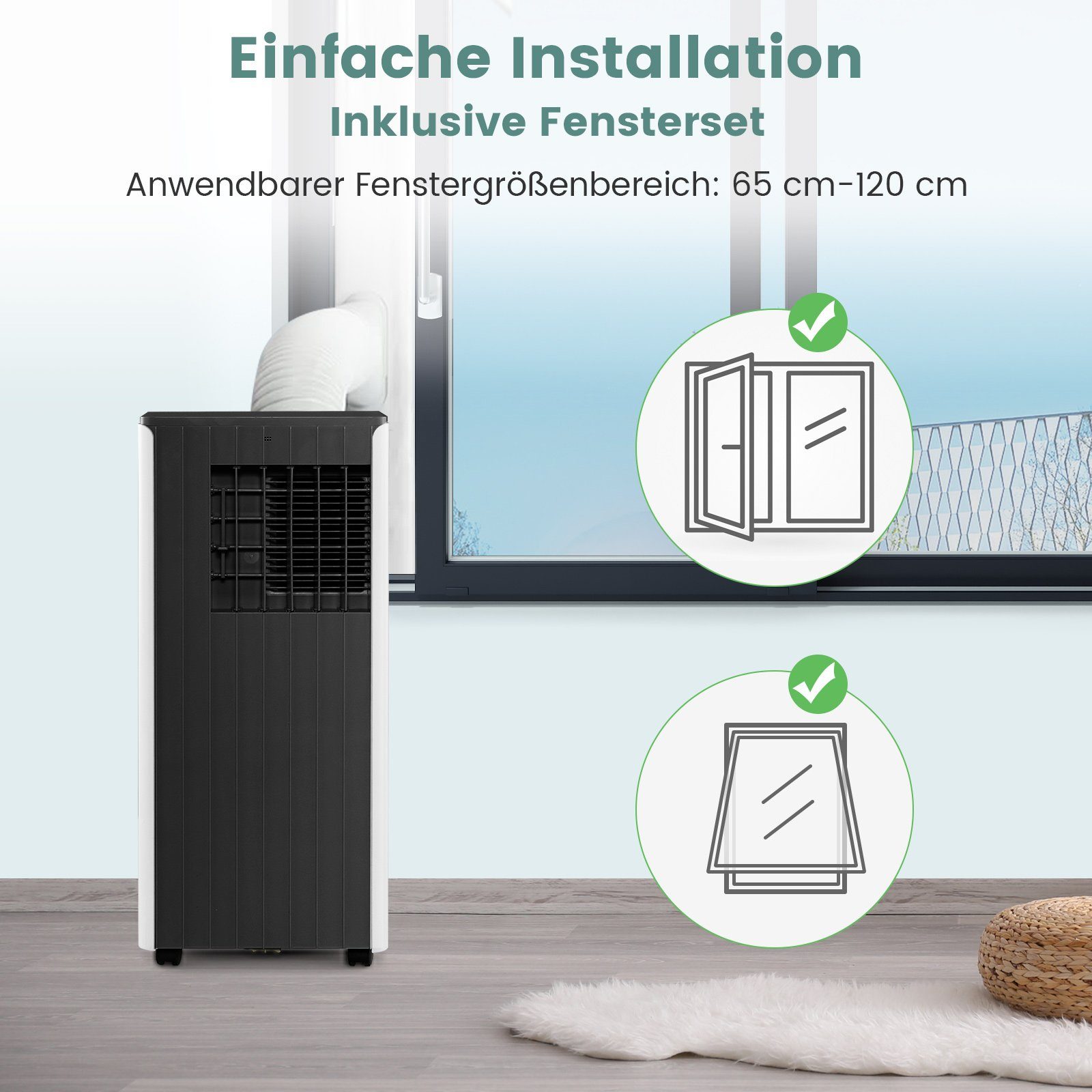 COSTWAY 3-in-1-Klimagerät, 9000BTU/2,6kW, mit Fernbedienung/ App, 16℃ -31℃