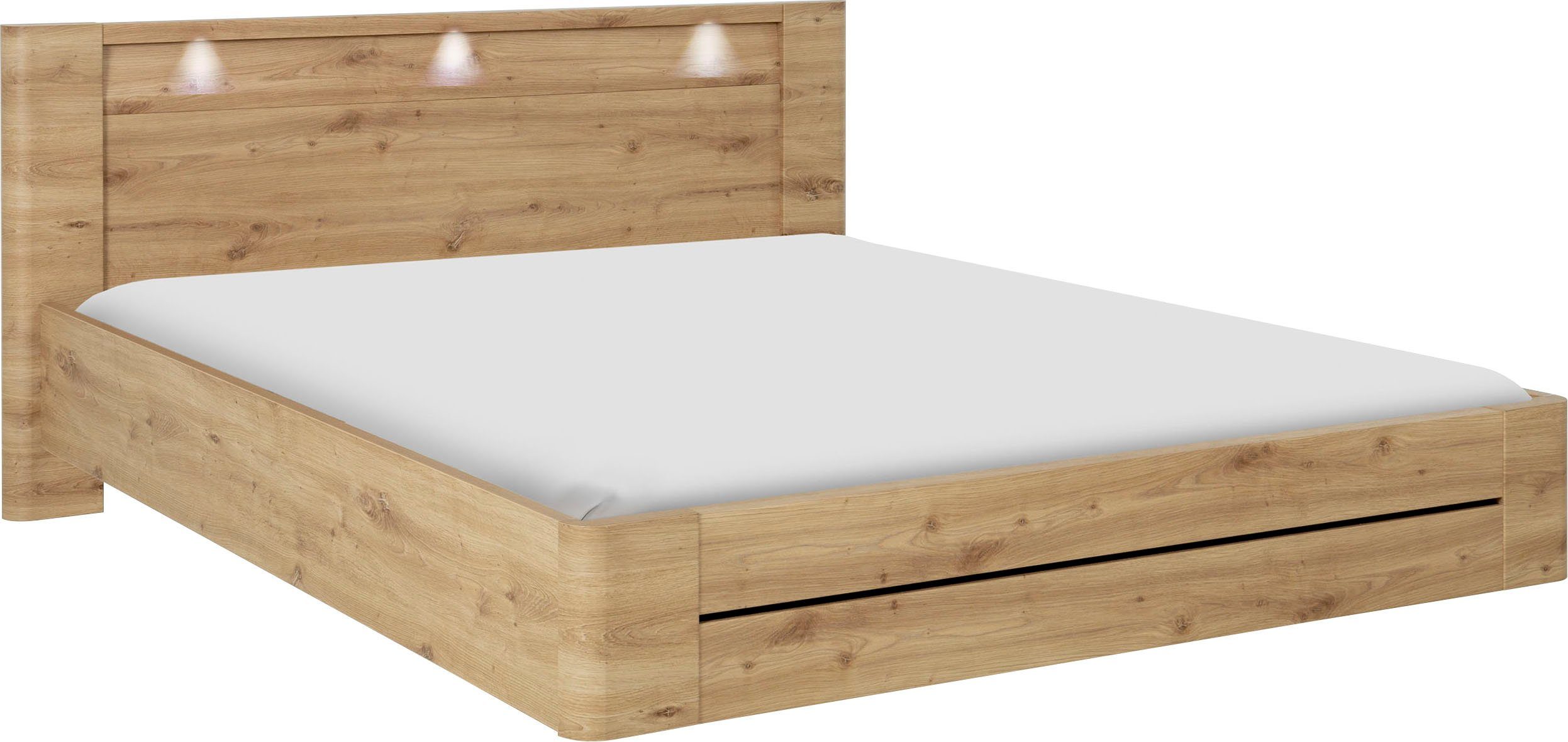 Gami Schlafzimmer-Set Confidence, (4-St., Bett, 2x Nachttisch und Kommode), aus Kiefernholz, mit Bett, 2x Nachttisch und Kommode