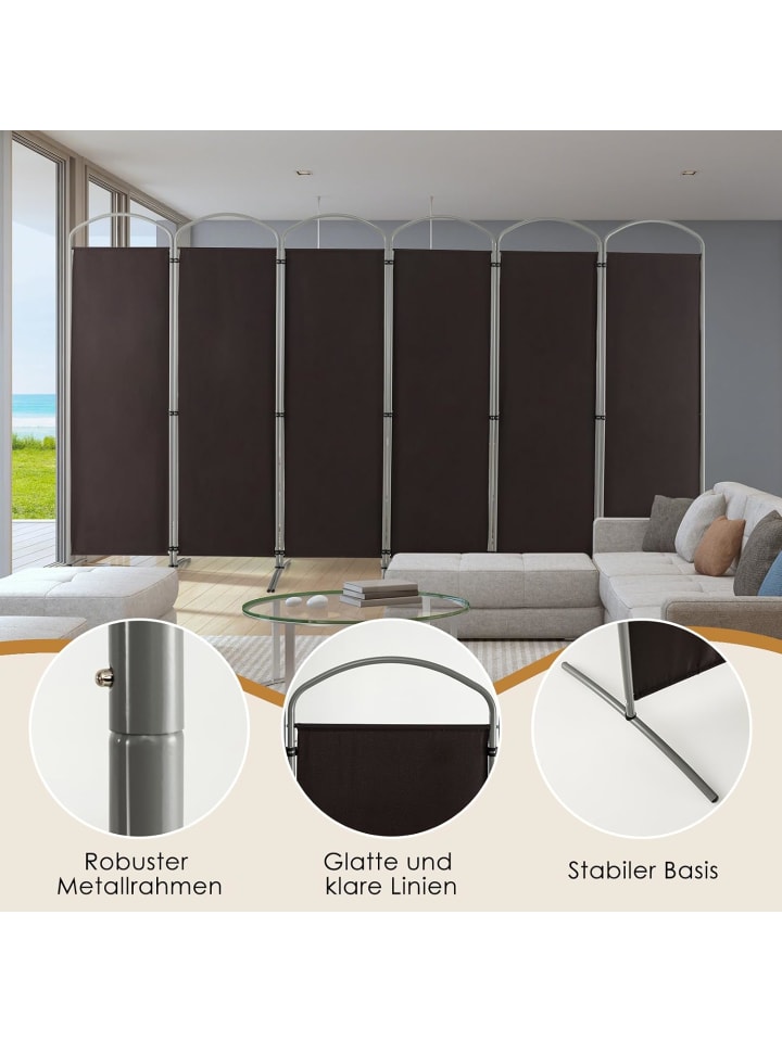 COSTWAY Raumteiler 6 tlg. 188cm in Braun günstig kaufen onesize
