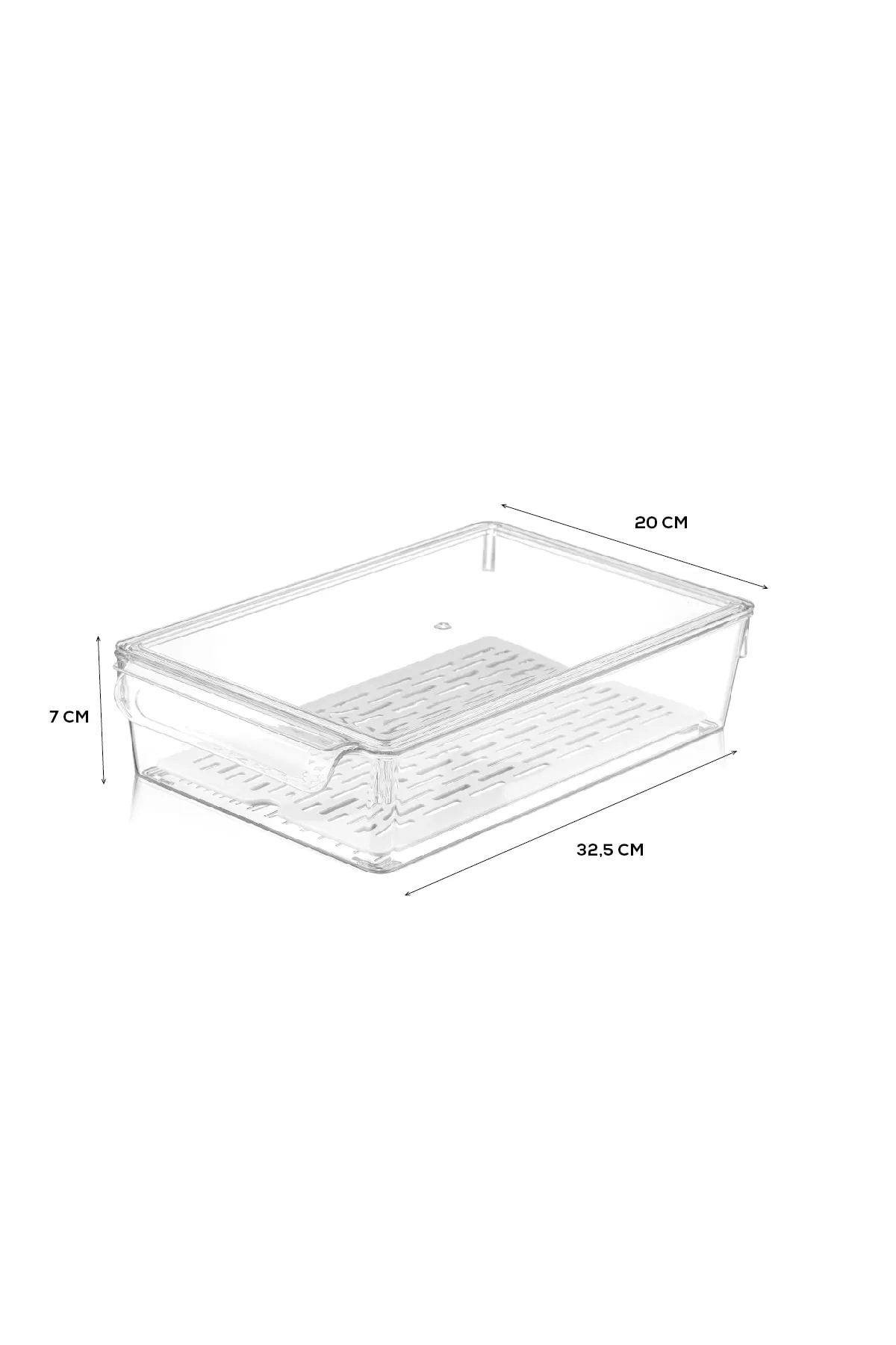 Meleni Home  Kühlschrank-Organizer mit Abdeckung und Sieb im Kühlschrank-Organizer, 7 x 32,5 x 20 cm