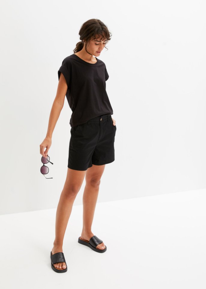High Waist Shorts aus Twill
