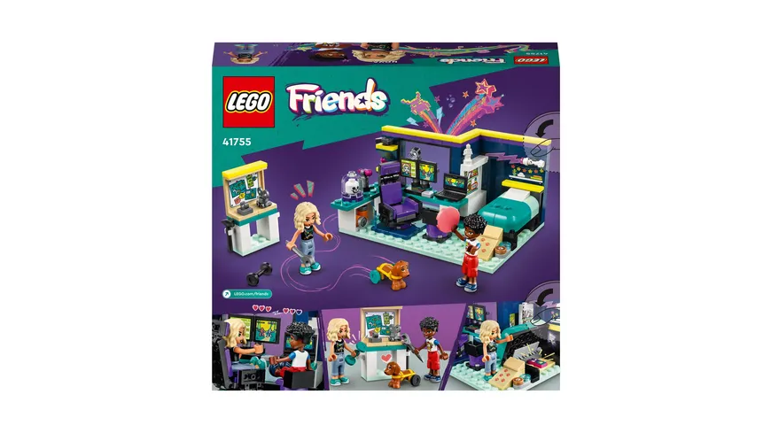 LEGO Friends 41755 Novas Zimmer Mini-Puppen Schlafzimmer Spielzeug
