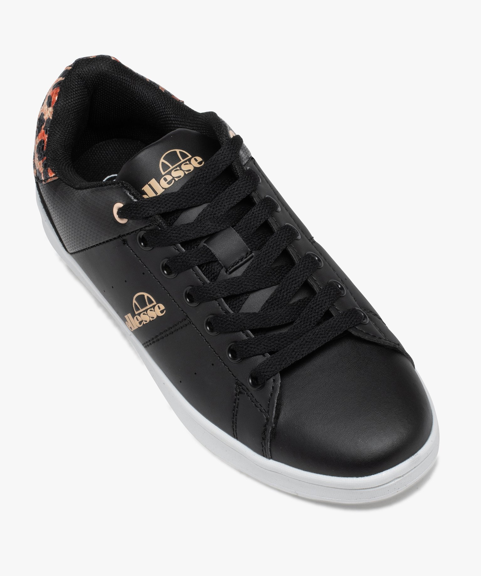 Baskets femme unies à lacets avec détail imprimé jungle -... noir | GEMO