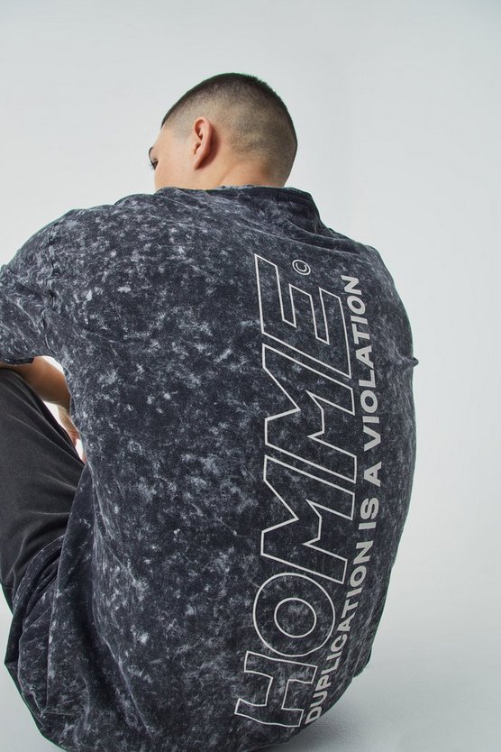 Oversize T-Shirt mit Acid-Waschung und Print