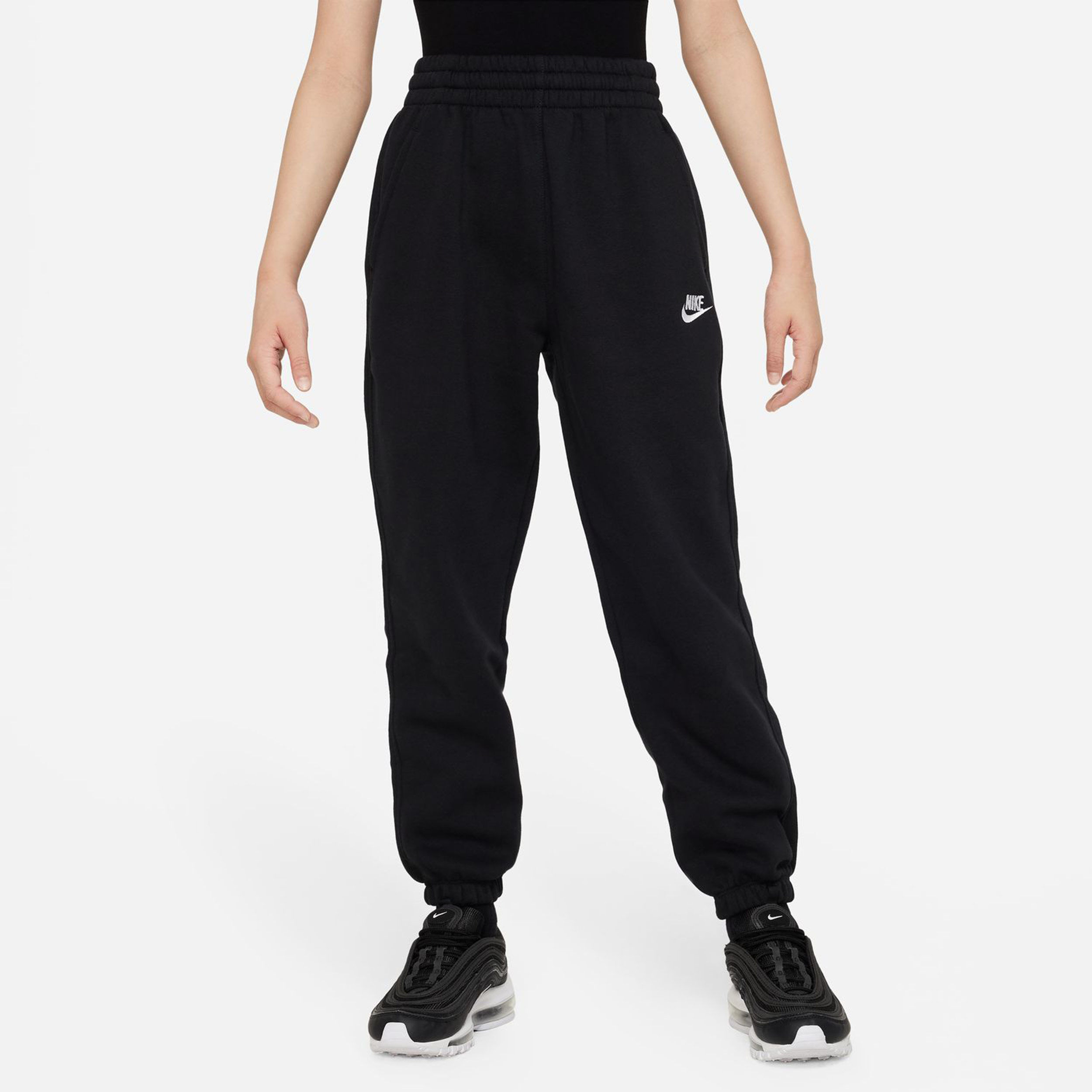 Club Fleece Loose Trainingshose Mädchen - Schwarz, Weiß