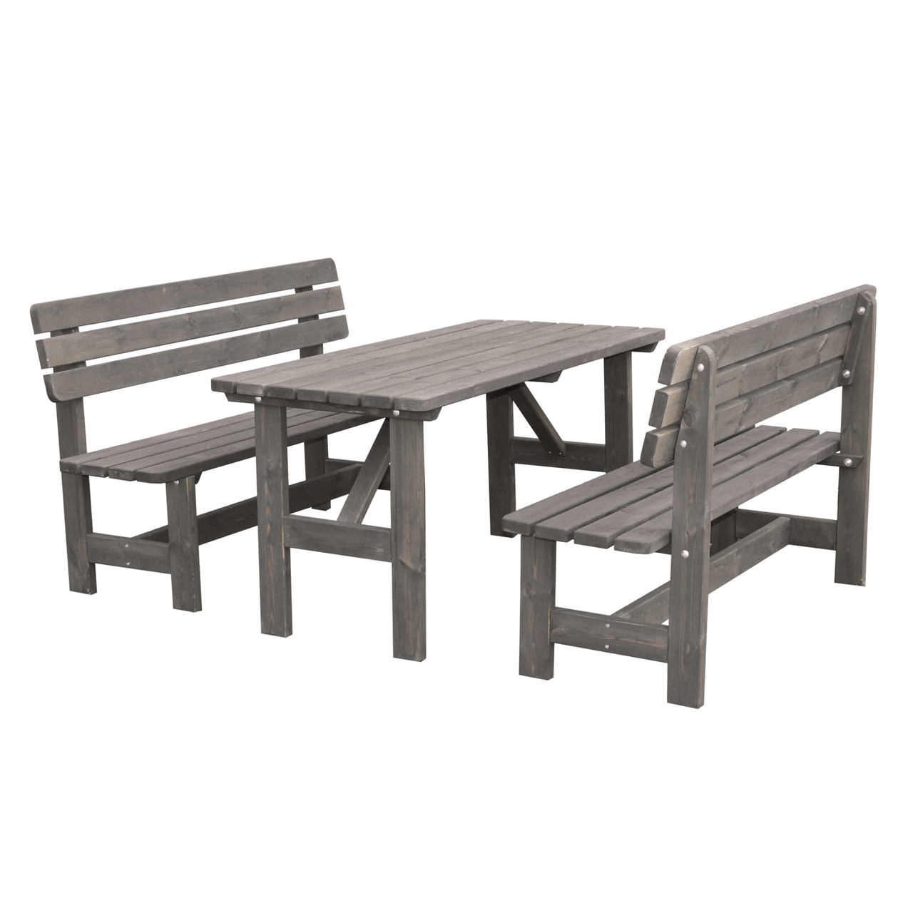 PROMEX Promadino Holz-Garnitur Summer grau 2 Bänke   1 Tisch