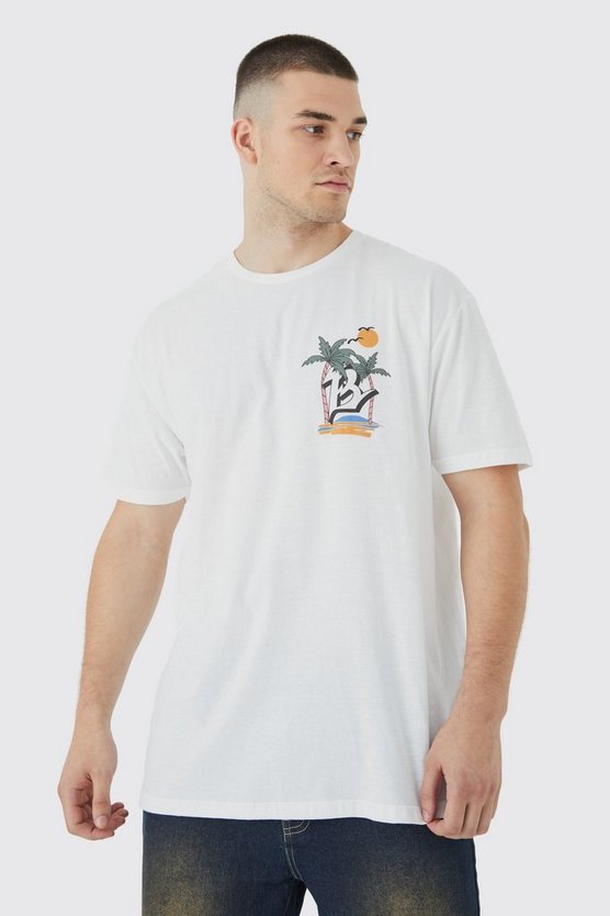 Tall Oversize T-Shirt mit Palm Paradise Print