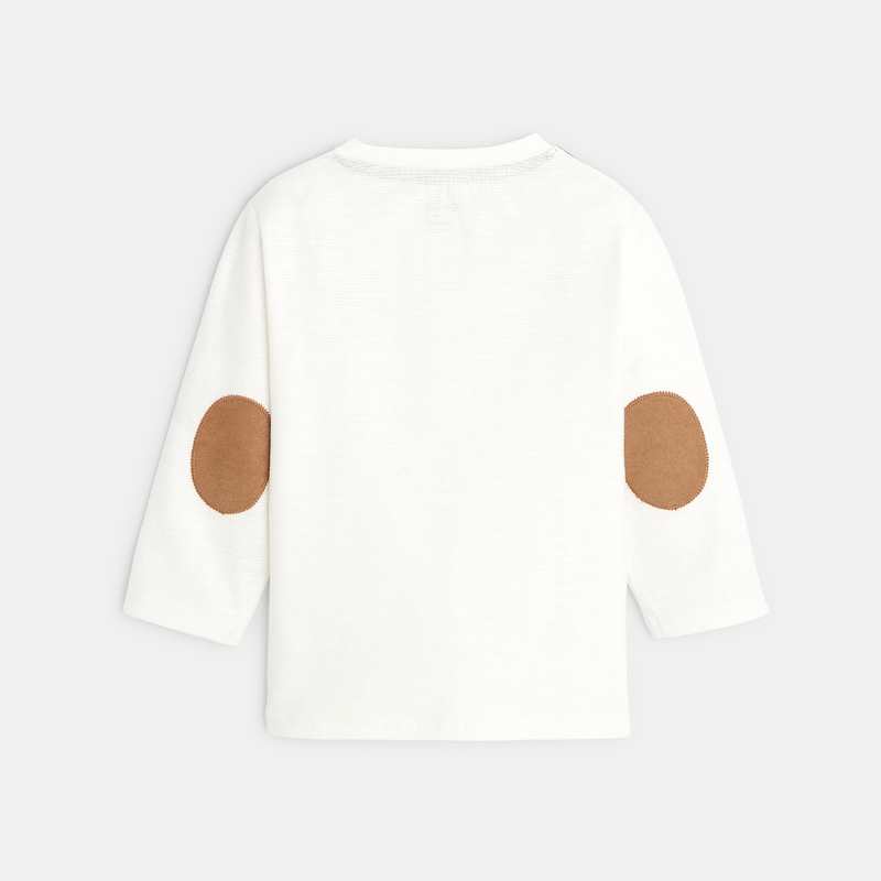 T-shirt tunisien flammé à patchs blanc bébé garçon