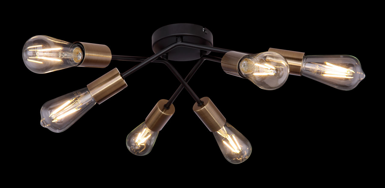Globo Lighting - SARINI - Deckenleuchte Metall schwarz, 6x E27