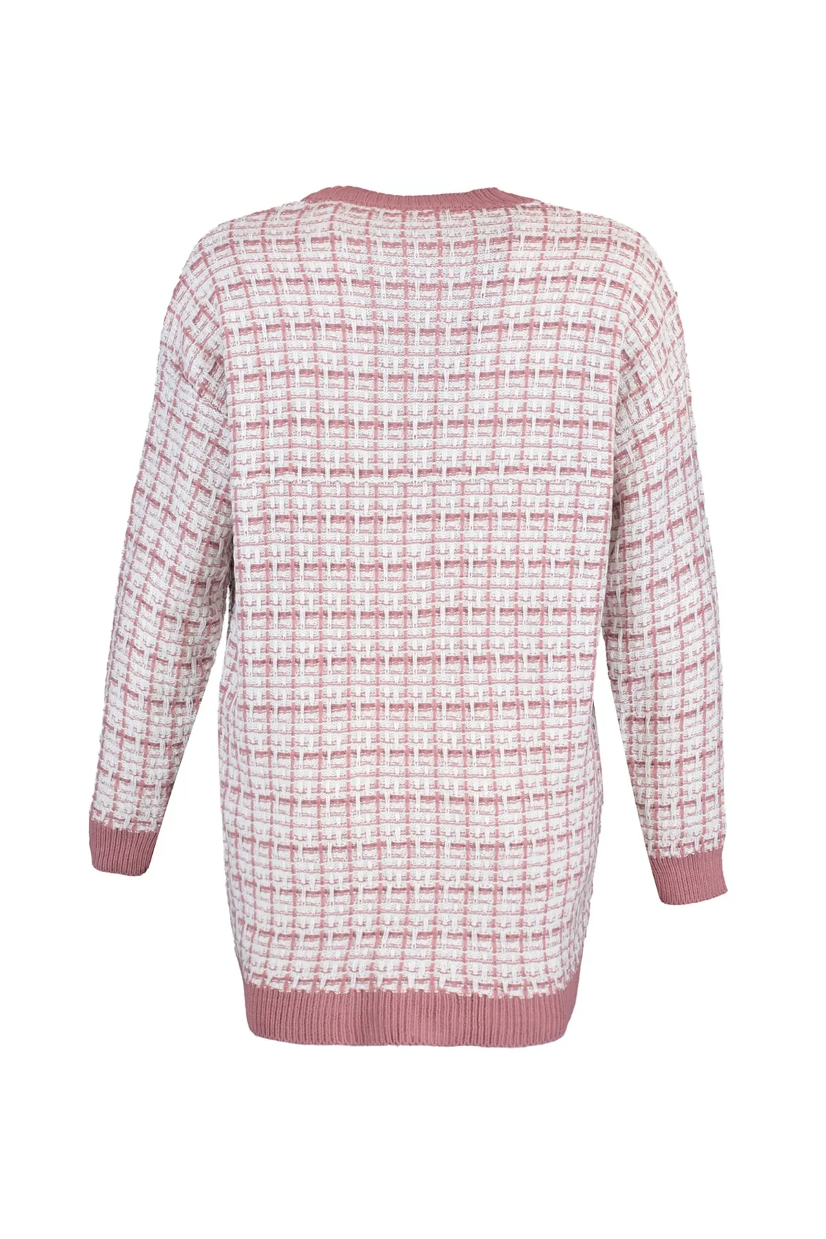 Trendyol Collection  Dusty Rose Wide Fit Glitzer-Strickjacke im Tweed-Look TWOAW21HI0250