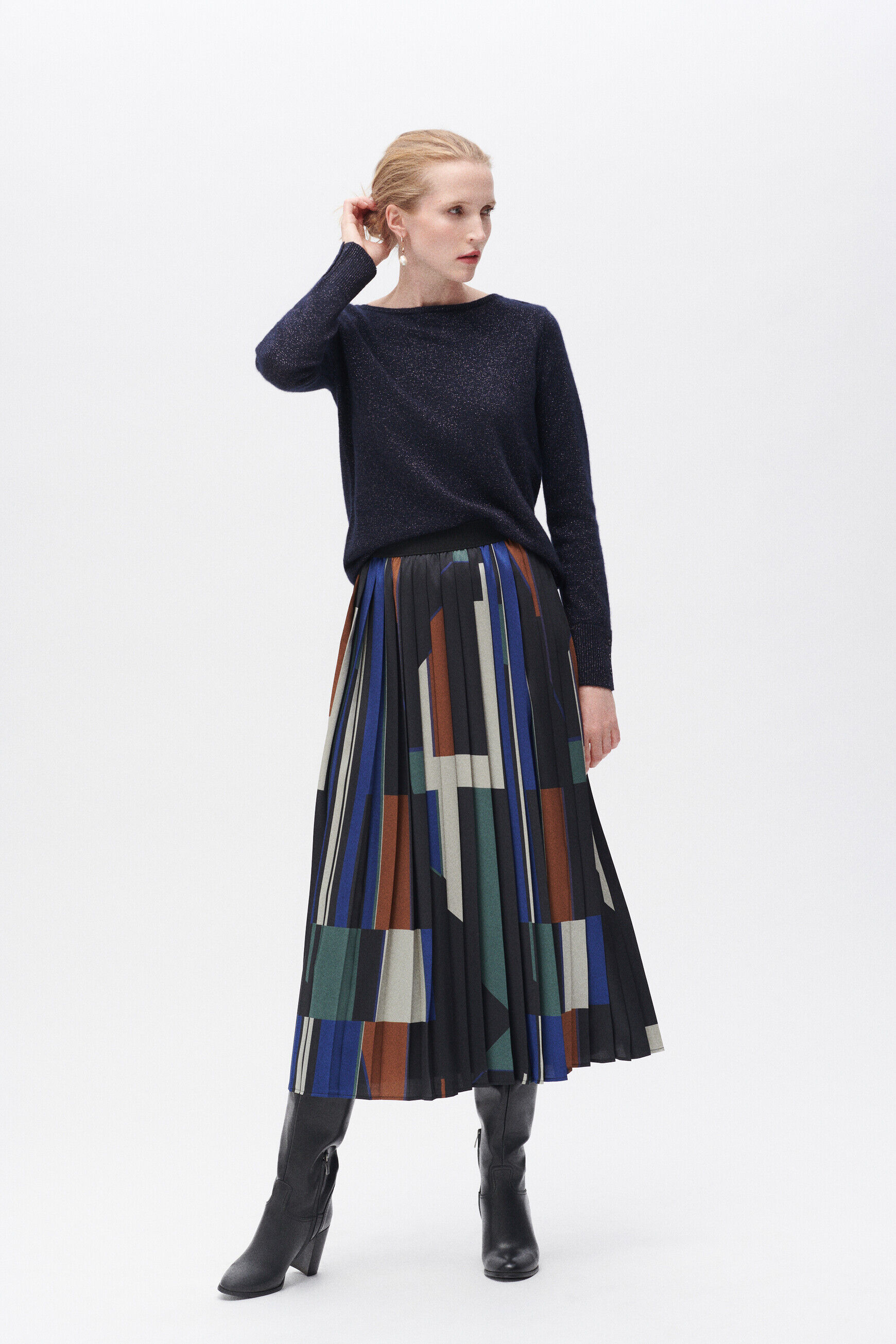 Pull zoan bleu marine femme
