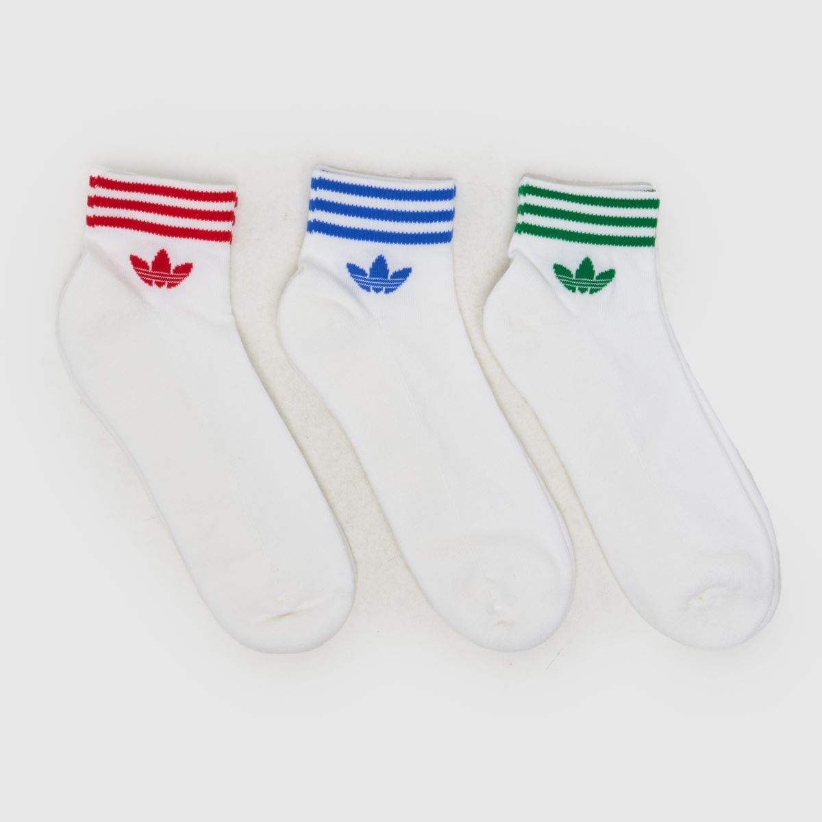 Komplet treh belih večbarvnih nogavic do gležnjev adidas