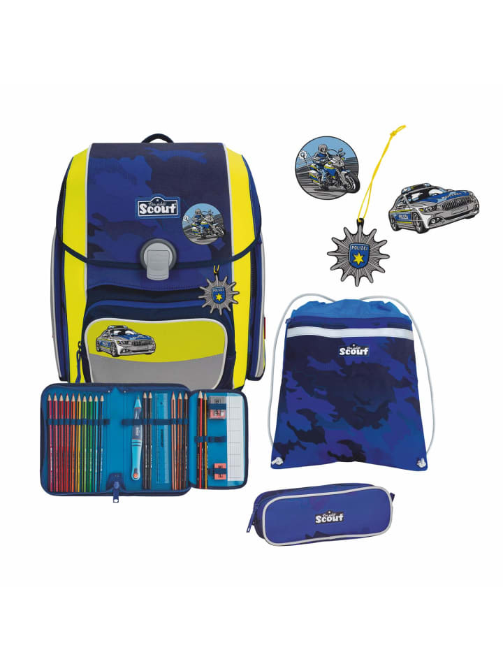 Scout Scout Genius Schulranzen-Set 4 teilig DIN Blue Police günstig kaufen onesize