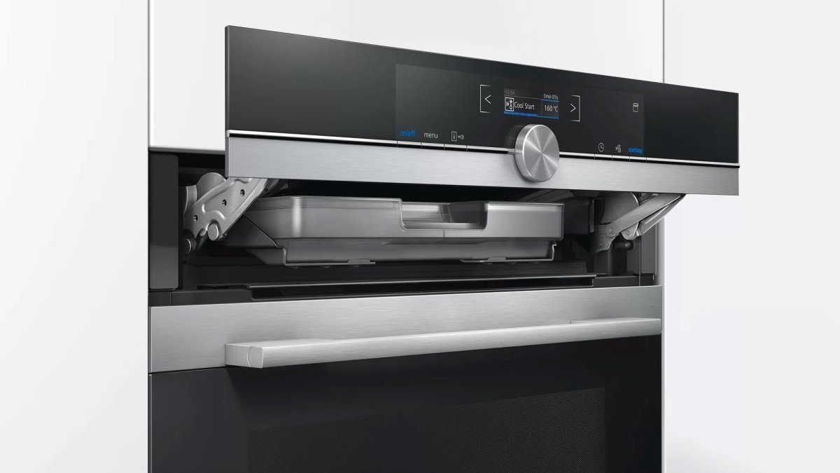 SIEMENS Dampfbackofen Siemens HR675GBS1 iQ700 Dampfbackofen 71L mit Grill, mit 1-fach-Teleskopauszug, Pyrolyse + Hydrolytisch