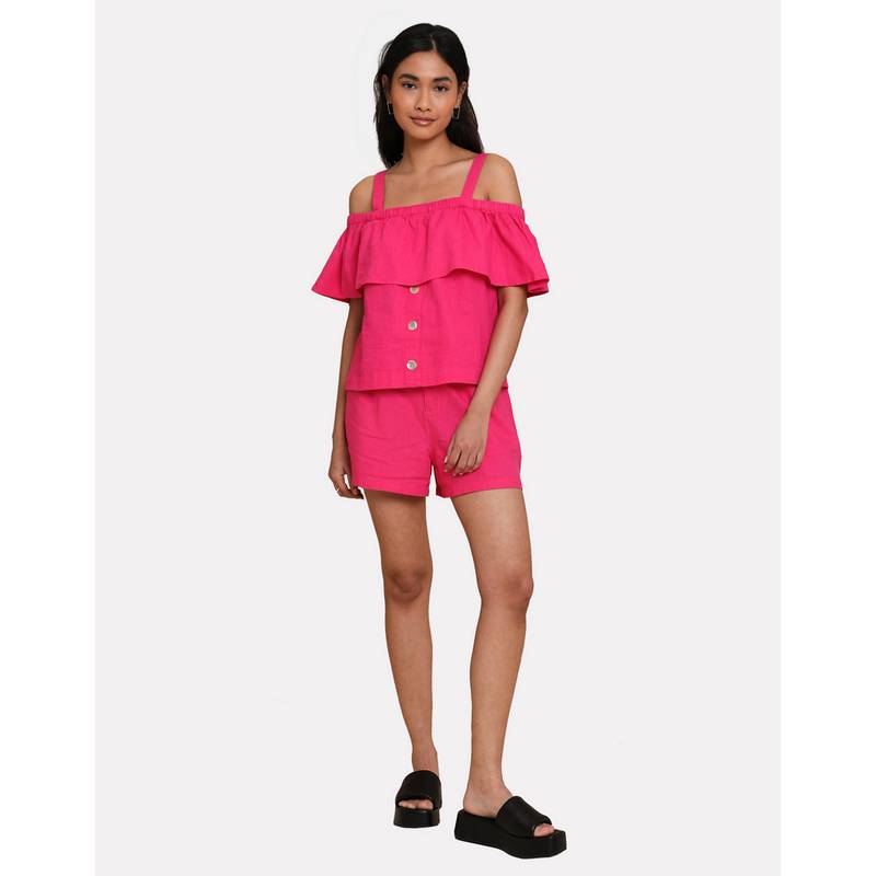 Threadbare THB Aspen Linen Bardot Top Tanktop Damen