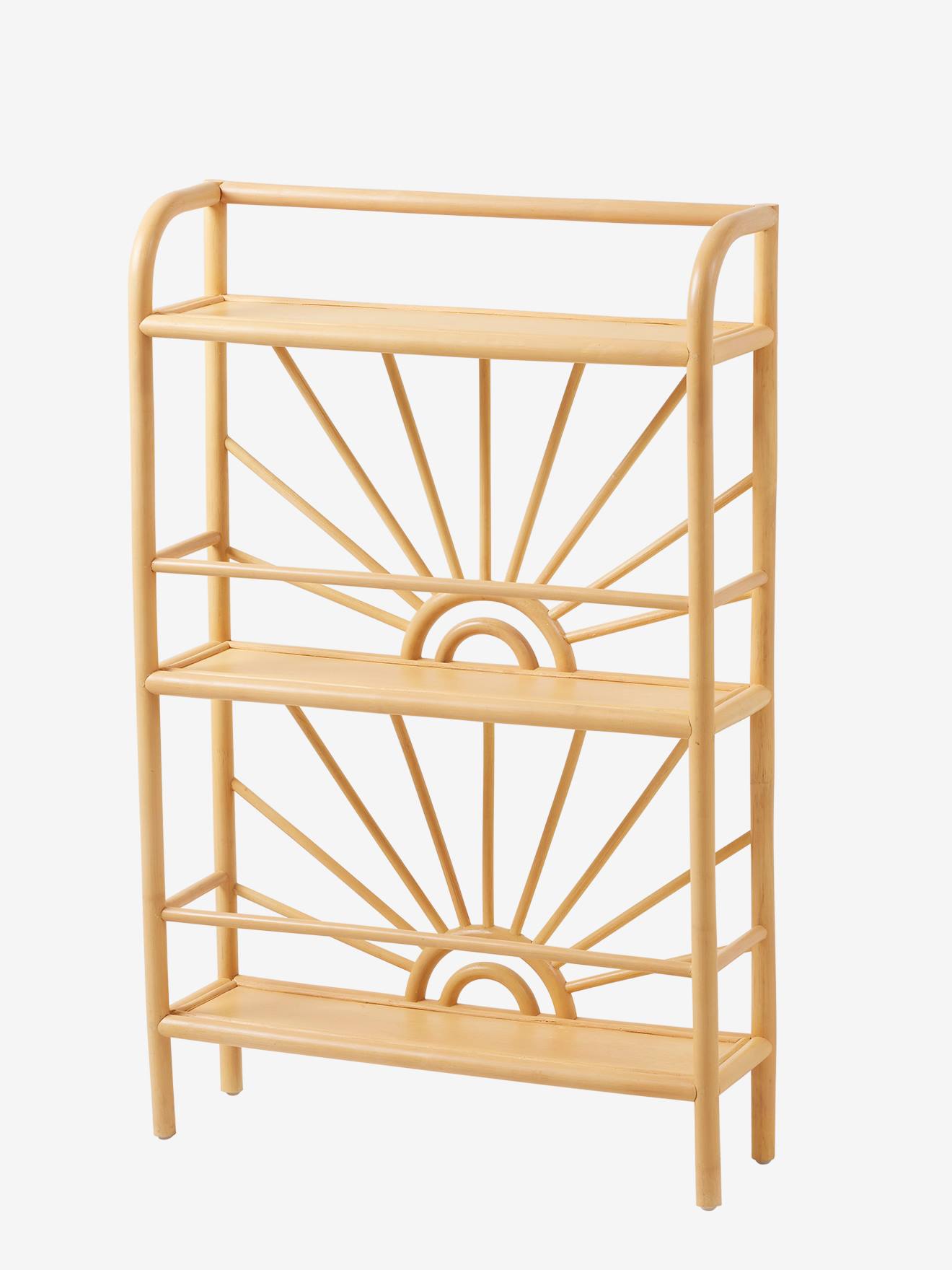 Vertbaudet Kinderzimmer Bücherregal mit 3 Böden, Rattan BOHO - natur/sonnenform