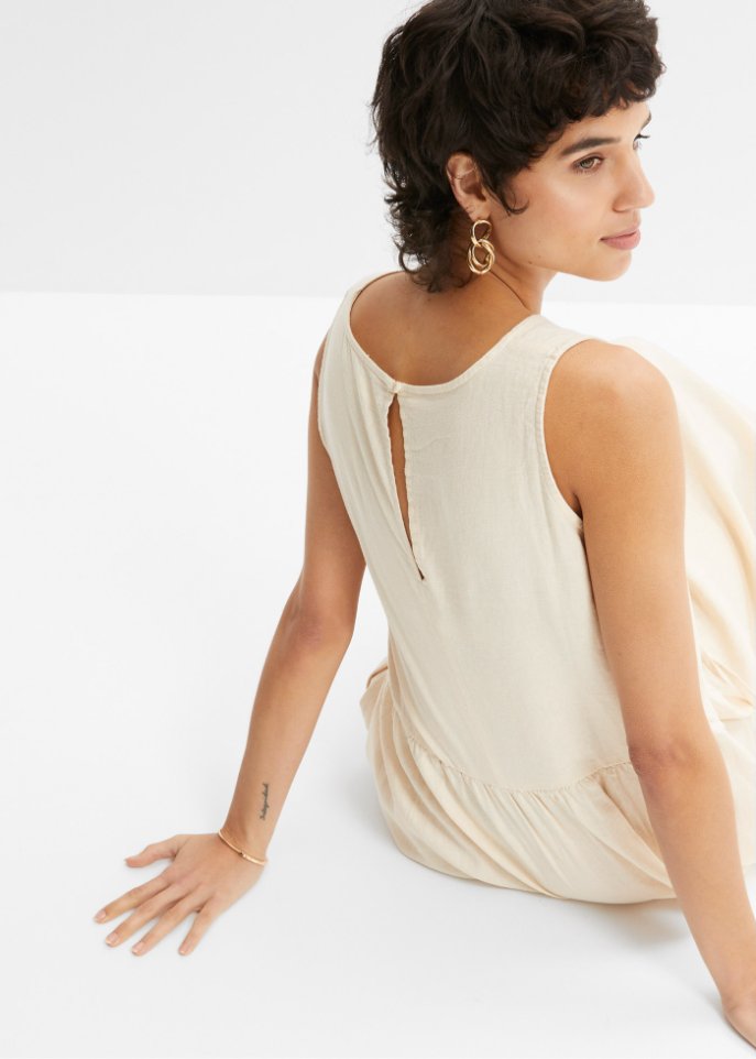 Maxi-Kleid mit Leinen und Tunnelzug in der Taille