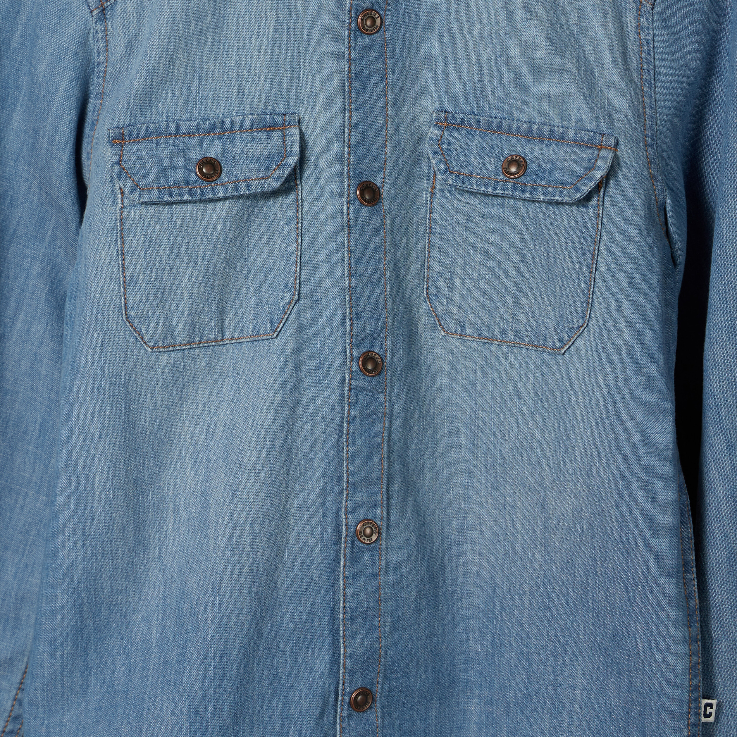 Chemise manches longues en jean Creeks denim double stone garçon | La Halle