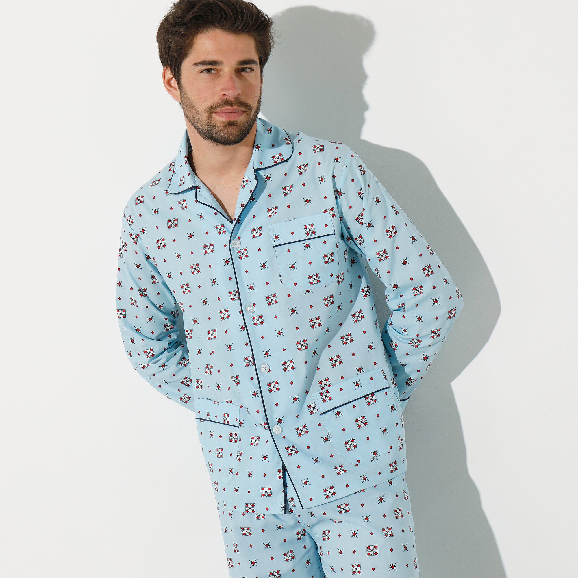 Pyjama imprimé popeline polyester/coton