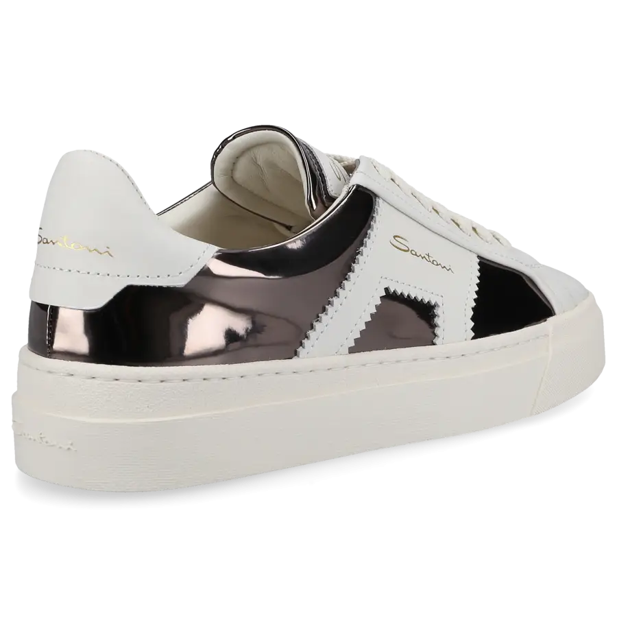 Santoni - Sneaker low DOUBLE BUCKLE Kalbsleder - weiß