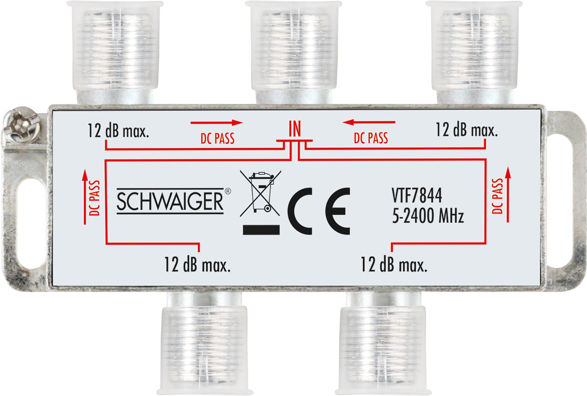 Schwaiger VTF7844 4-fach 12 dB Kabelverteiler