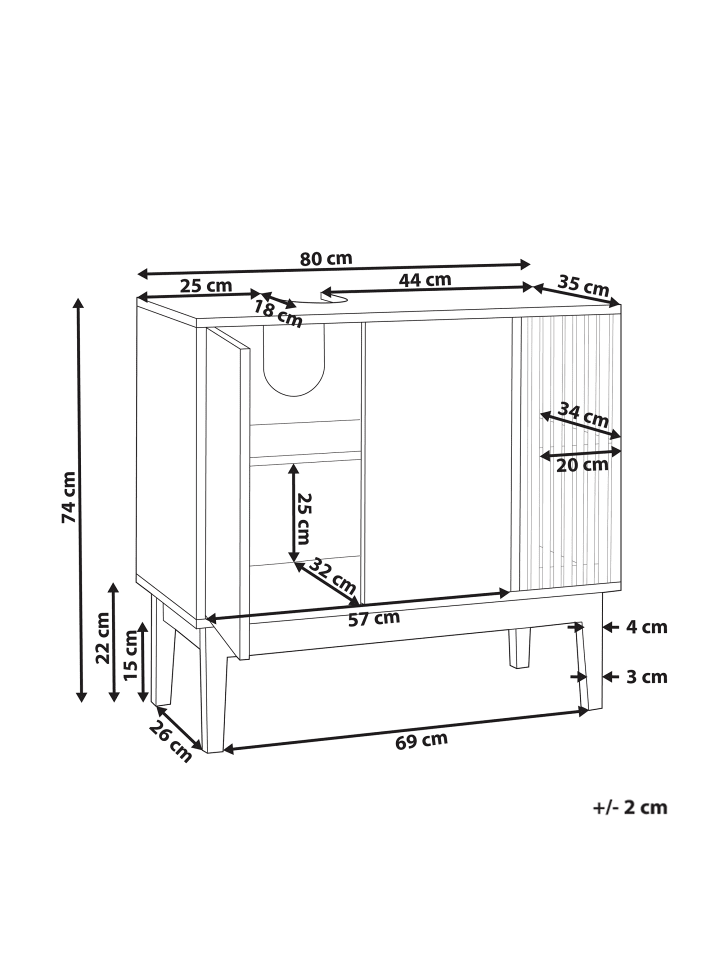 Beliani Badezimmerschrank NUBES in Weiß/Heller Holzfarbton günstig kaufen onesize