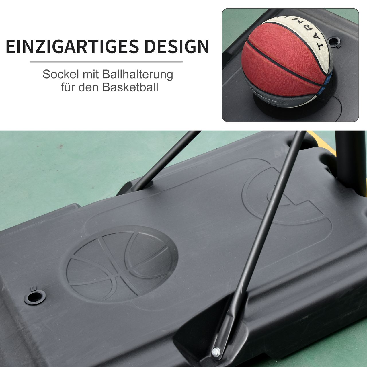 HOMCOM Basketballständer Basketballkorb Ständer mit 2 Rädern