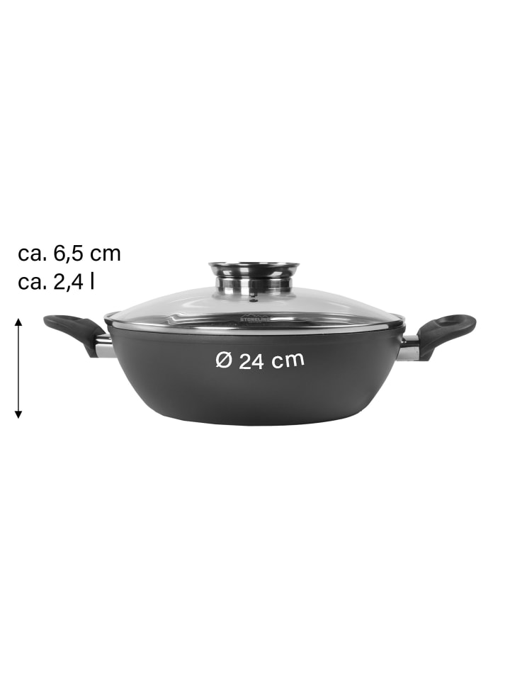 Stoneline Keramik Servierpfanne 24 cm | mit Deckel in Grau günstig kaufen Ø 24cm