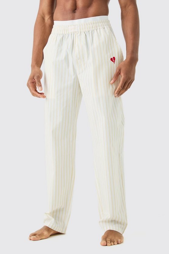 Gestreifte Loungewear-Hose mit doppeltem Bund