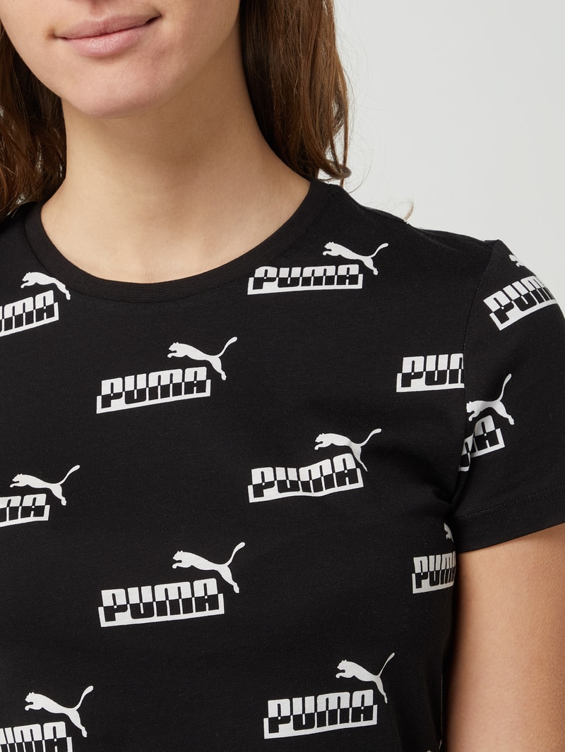 Regular Fit T-Shirt mit Logo-Muster in schwarz