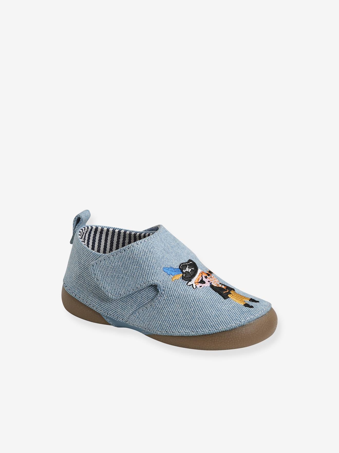 Chaussons scratchés bébé garçon en toile denim denim