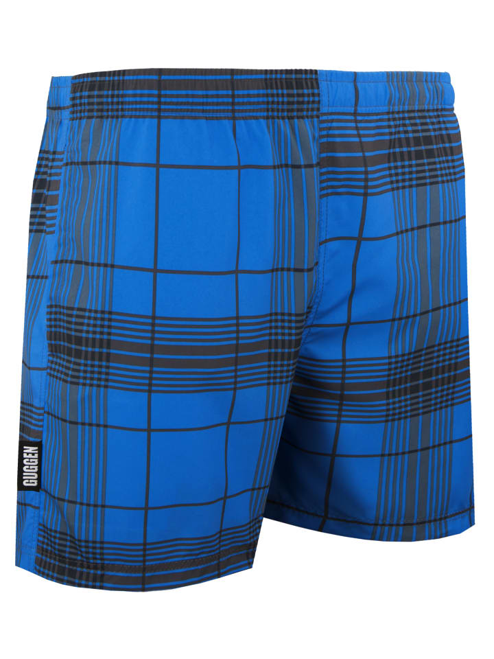 GUGGEN MOUNTAIN Badehose Kariert in Blau günstig kaufen