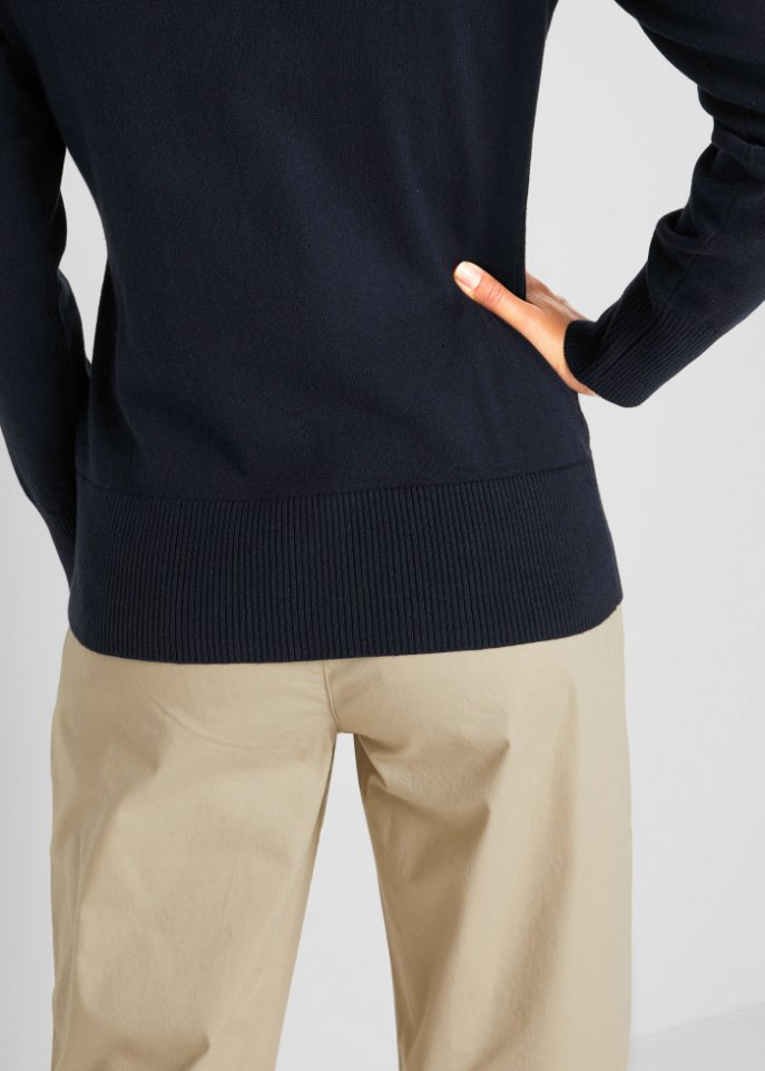 Basic Pullover mit Stehkragen mit recycelter Baumwolle