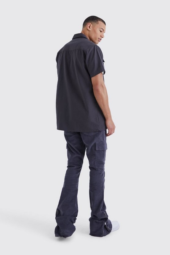 Tall Slim-Fit Cord-Cargohose mit Reißverschluss