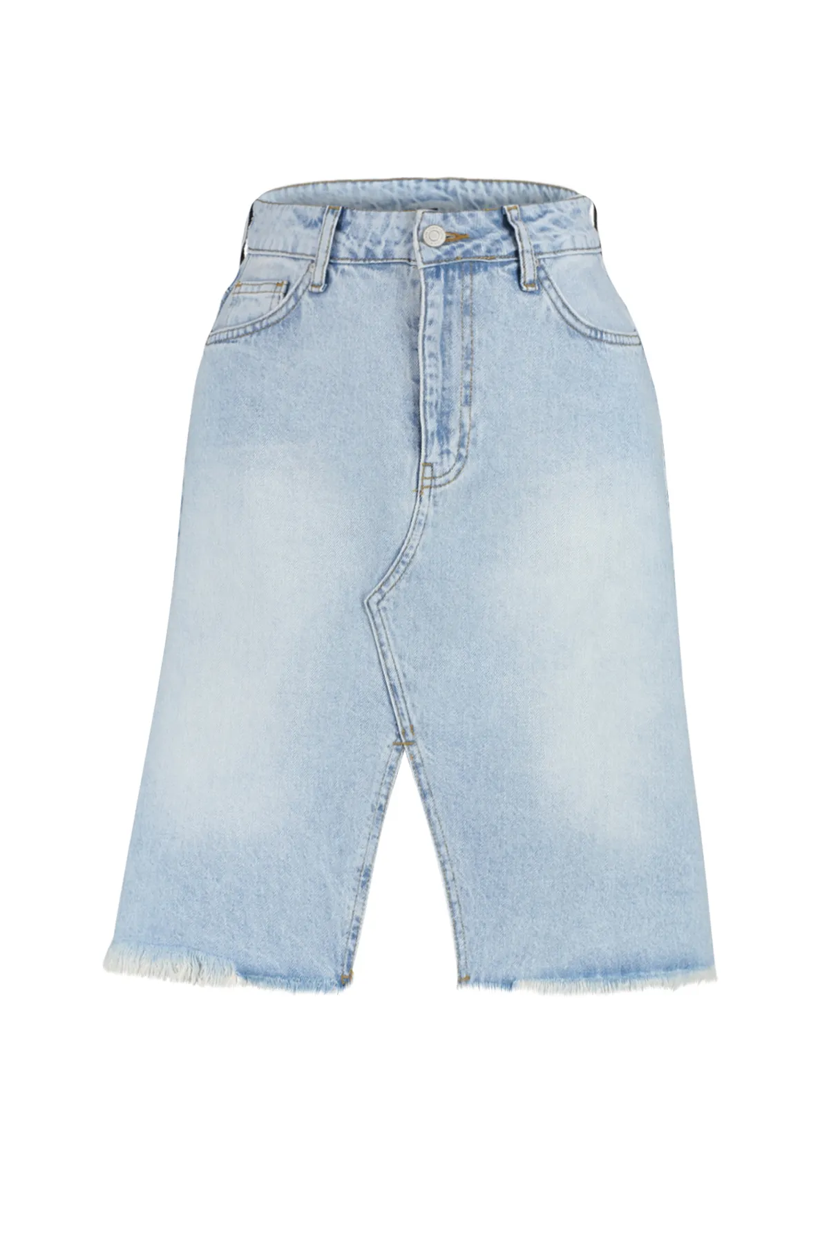 Trendyol Collection  Blauer Jeansrock mit Nähten und detaillierten Details TWOSS24ET00094
