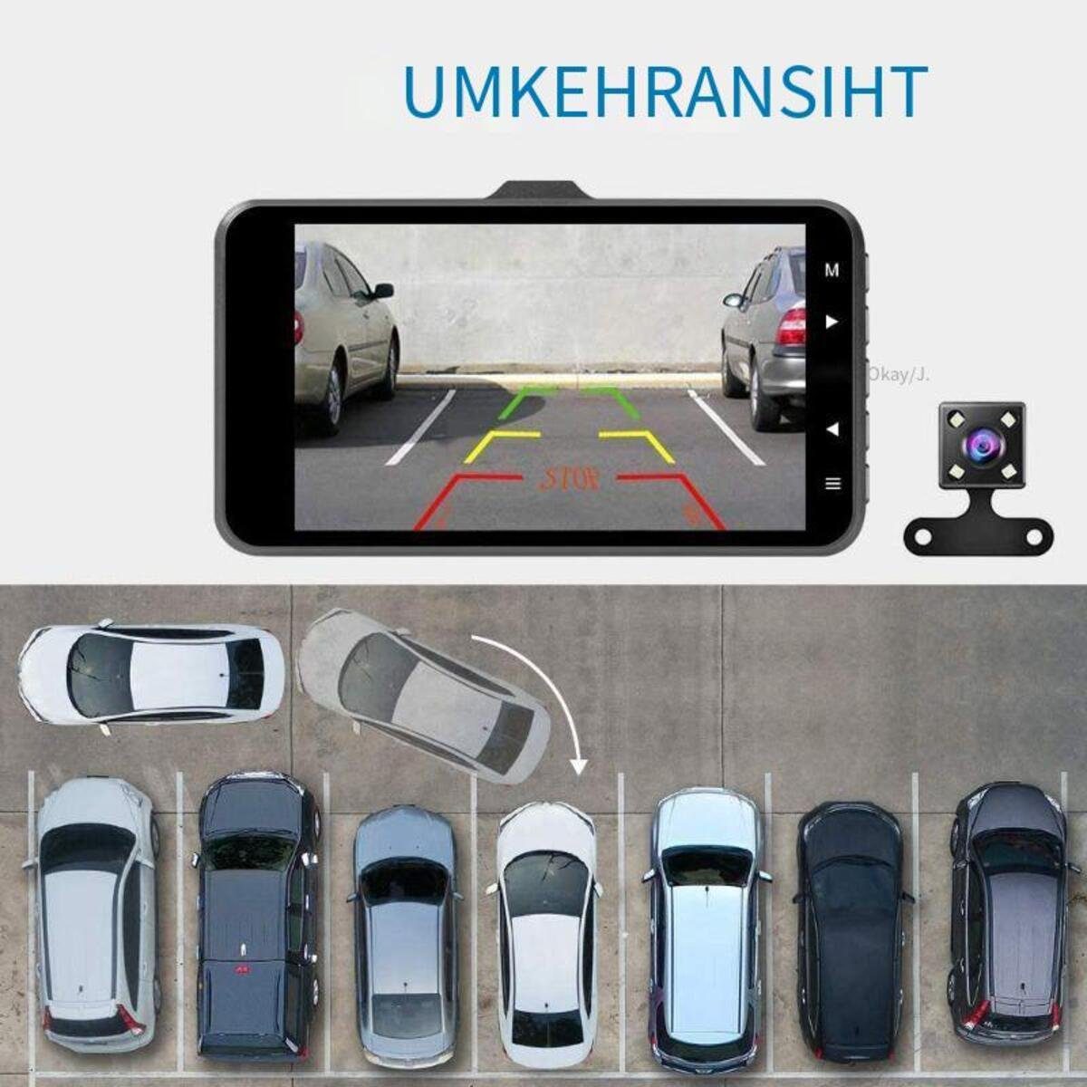 Devenirriche Dashcam Auto Dual 1080P Infrarot Nachtsicht Dash Cam Vorne Innen Dashcam