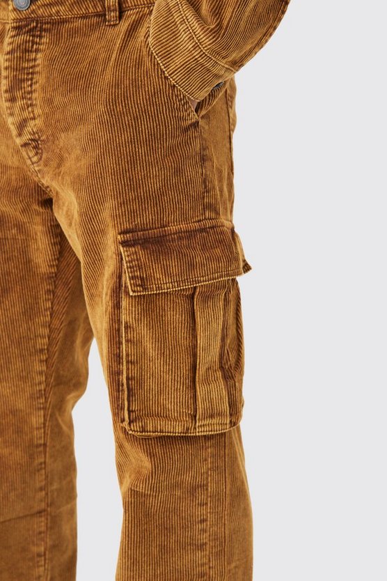 Lockere Cord-Cargohose mit Acid-Waschung