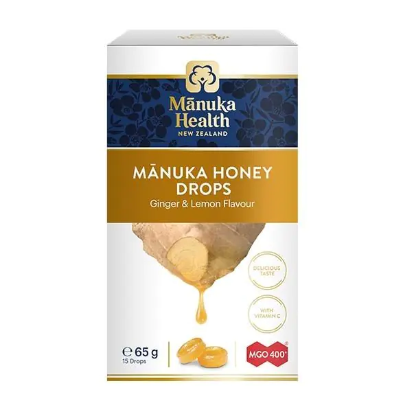 Καραμέλες με μέλι Manuka MGO 400+ και βιταμίνη C, γεύση τζίντζερ-λεμόνι