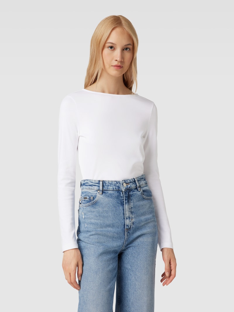 Longsleeve mit U-Boot-Ausschnitt in weiß