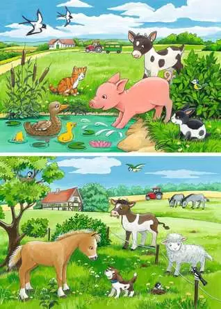 Kinderpuzzle ab 3 Jahren - Tierkinder auf dem Land - 12 Teile