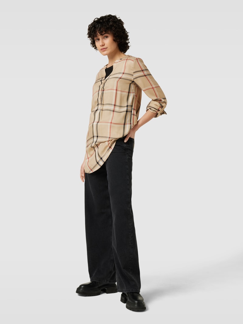 Bluse mit Tunikakragen in beige