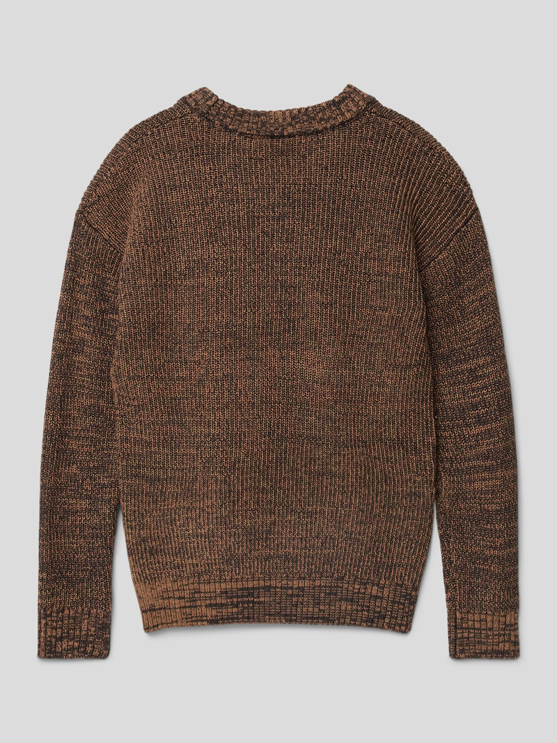 Strickpullover mit Brusttasche in beige meliert
