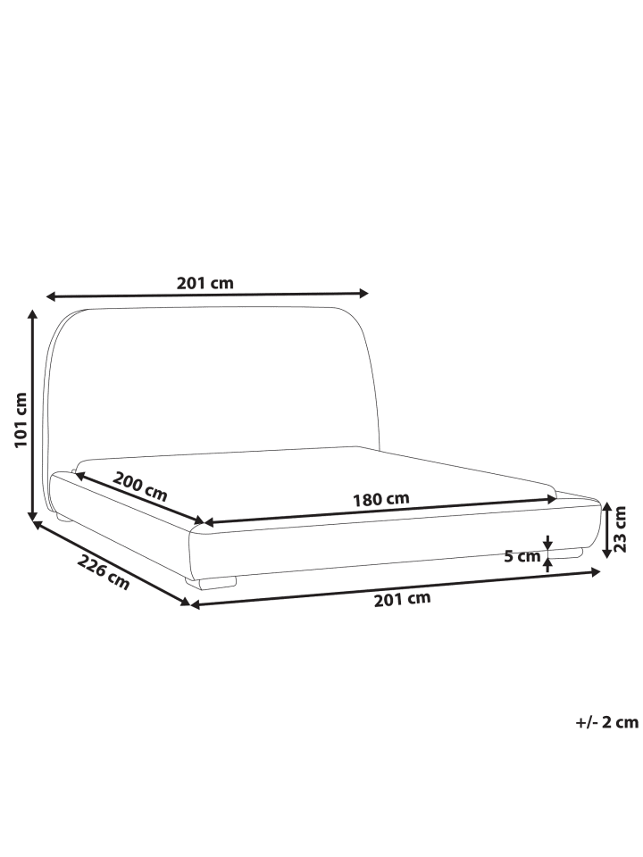 Beliani Doppelbett ROISEL in Beige/Schwarz - (W) 201 x (H) 101 x (L) 226 cm günstig kaufen onesize